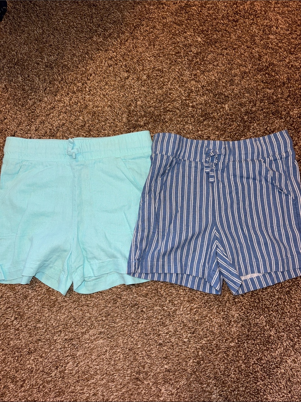 32 Degrees Aqua Solid and Blue Stripe Pull-On Shorts